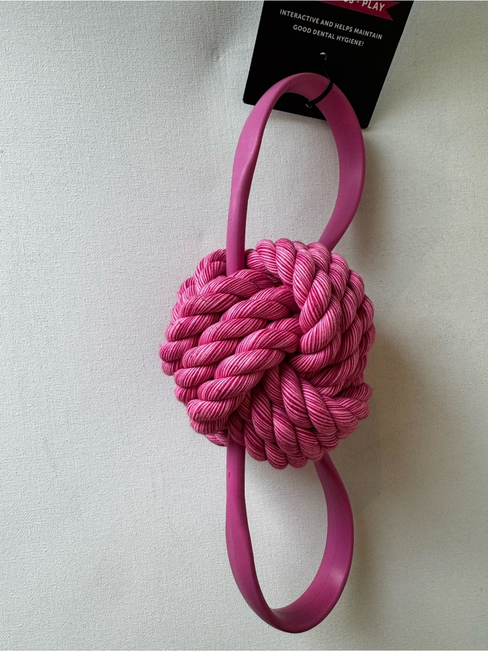 Interactive Dog Toy Rope Ball . Tug . Toss. Fetch Pink - Picture 5 of 6